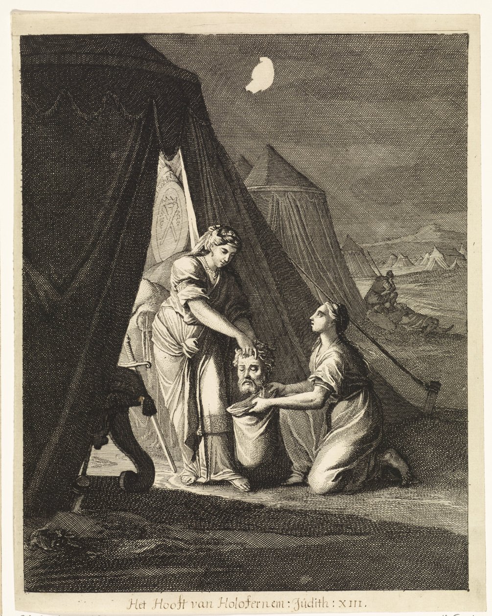 Judith wkłada głowę Holofernesa do worka autorstwa Caspar Luyken