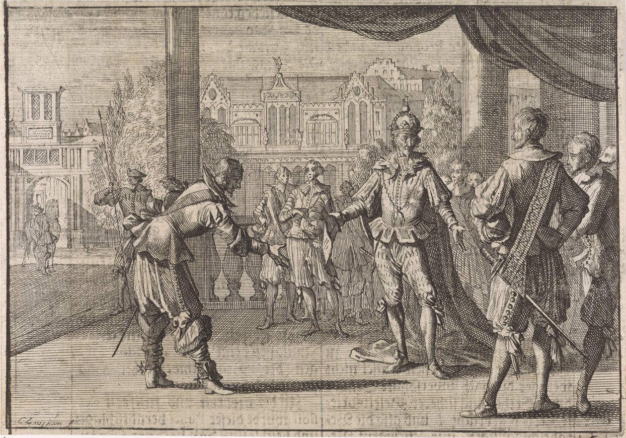 Cesarz Ferdynand III gratuluje narodzin syna Leopolda, 1640 autorstwa Caspar Luyken