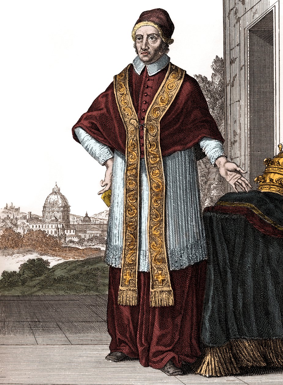 Portret papieża Klemensa XI (Clemente ou Clemens) (papież od 1700 do 1721) - Rysunki Caspara Luykena - Grawerowane i wydane przez Christopha Weigela (Norymberga 1703) autorstwa Caspar Luyken