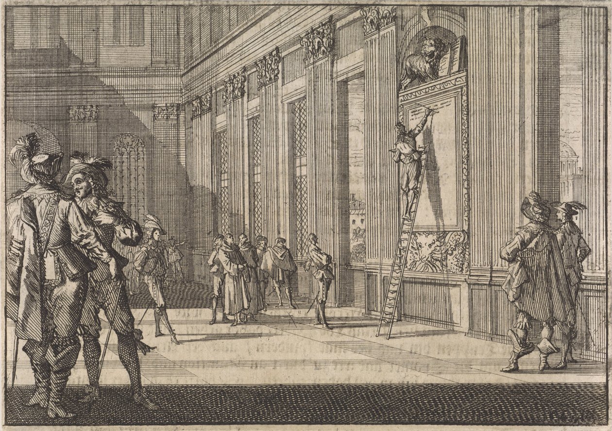 Restauracja inskrypcji dla Wenecjan w Pałacu Watykańskim w Rzymie, 1643 autorstwa Caspar Luyken