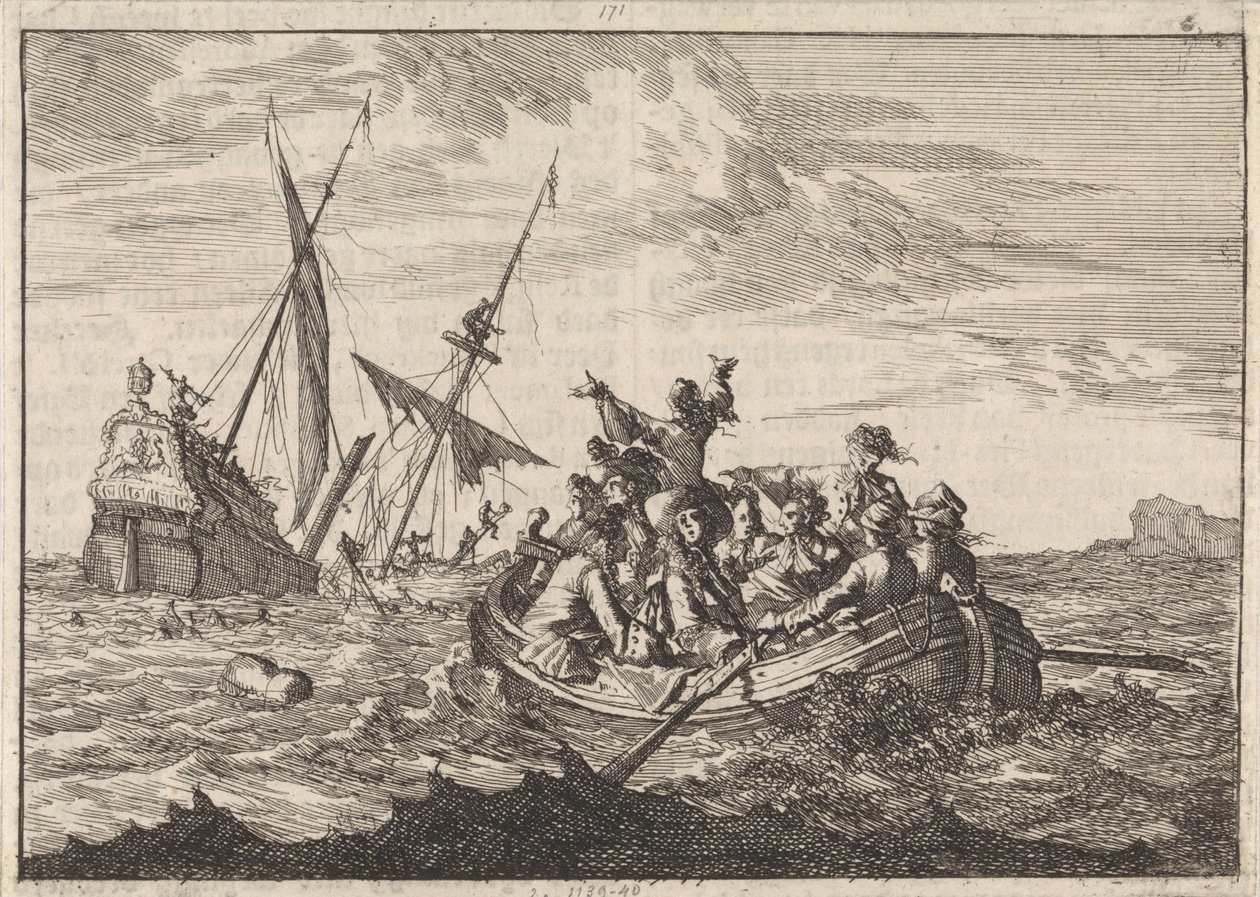 Wrak statku księcia Yorku w drodze do Edynburga, 1683 r. autorstwa Caspar Luyken