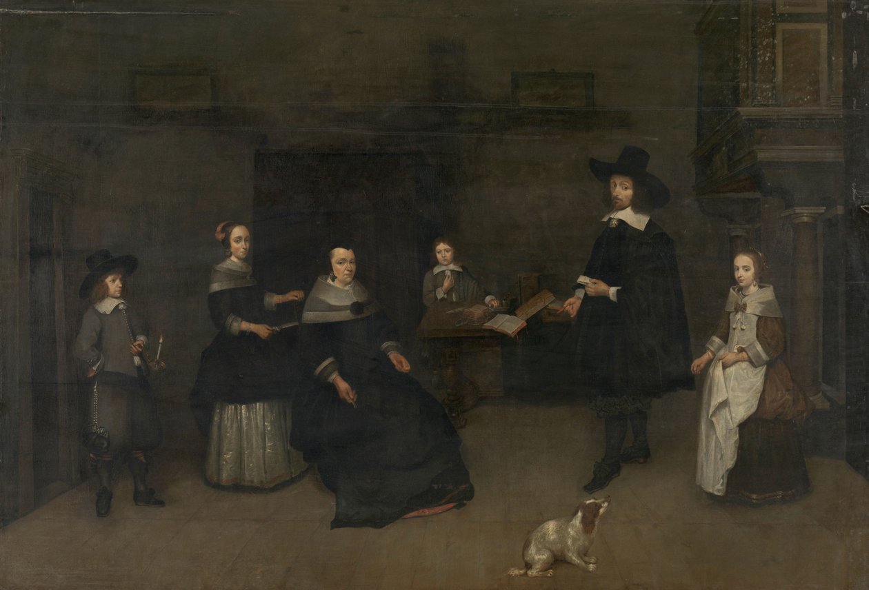 Scena rodzinna autorstwa Caspar Netscher (attributed to)