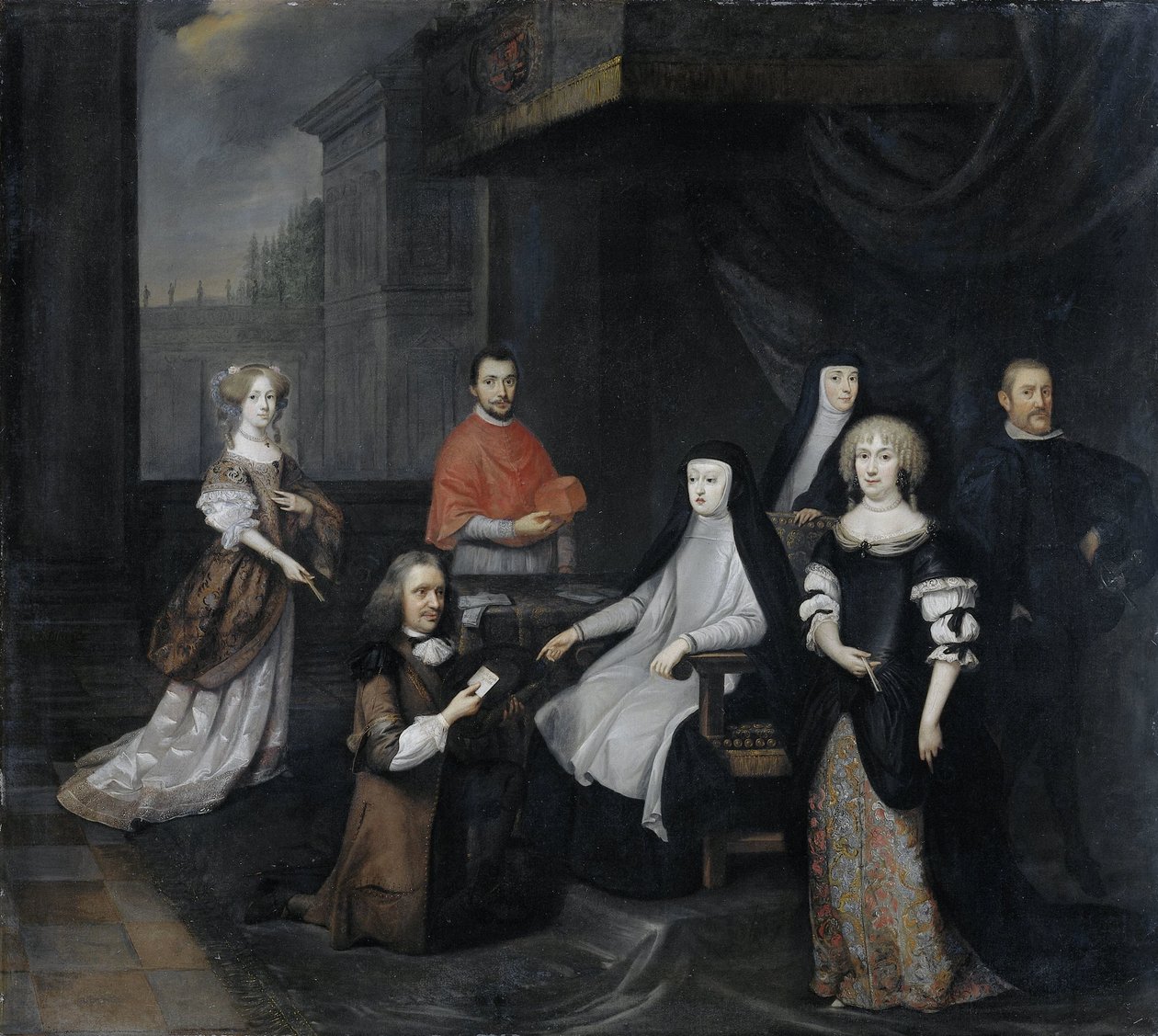 Przyjęcie holenderskiego ambasadora Hieronymusa van Beverningka przez hiszpańską królową-regentkę Marię-Annę Austrii, 2 marca 1671 autorstwa Caspar Netscher