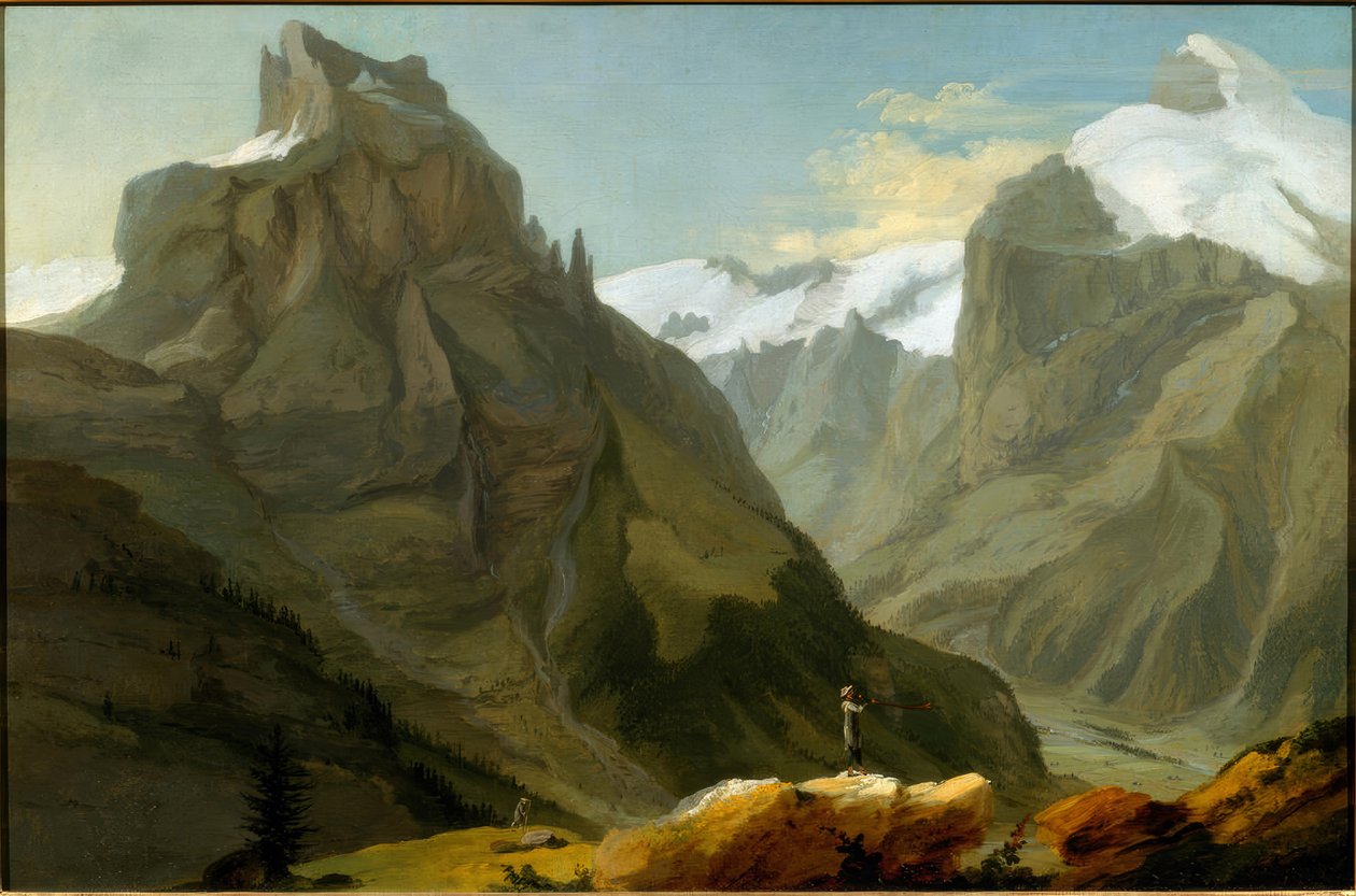Widok na Titlis i Hahnen autorstwa Caspar Wolf