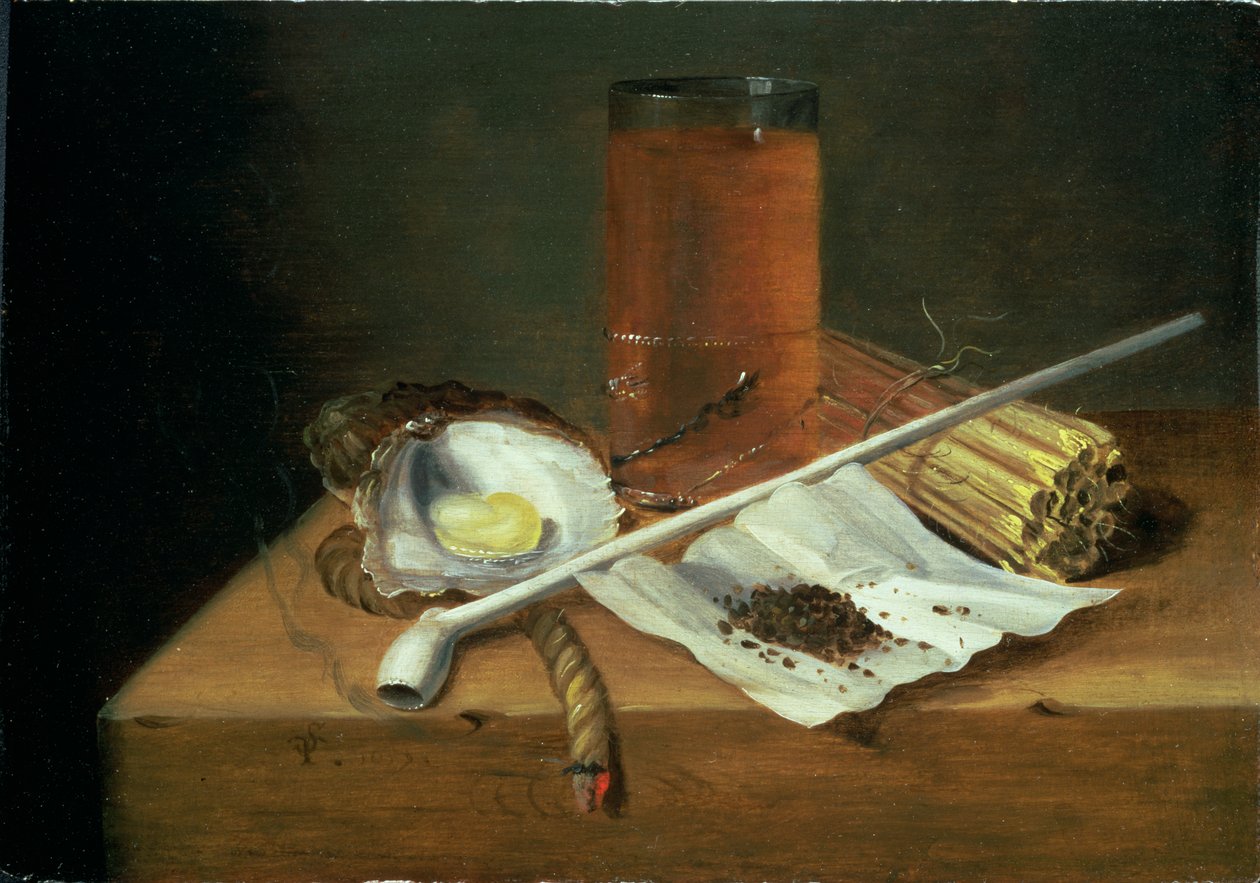 Martwa natura z artykułami do palenia, 1659 (panel) autorstwa Casparus Smits