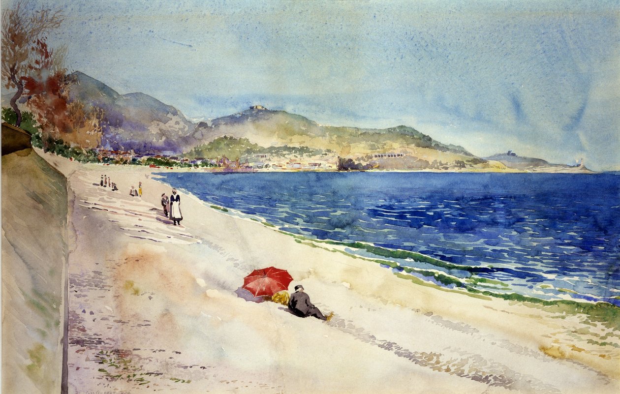 Na plaży pod Promenadą Anglików, Nicea, Francja autorstwa Cass Gilbert