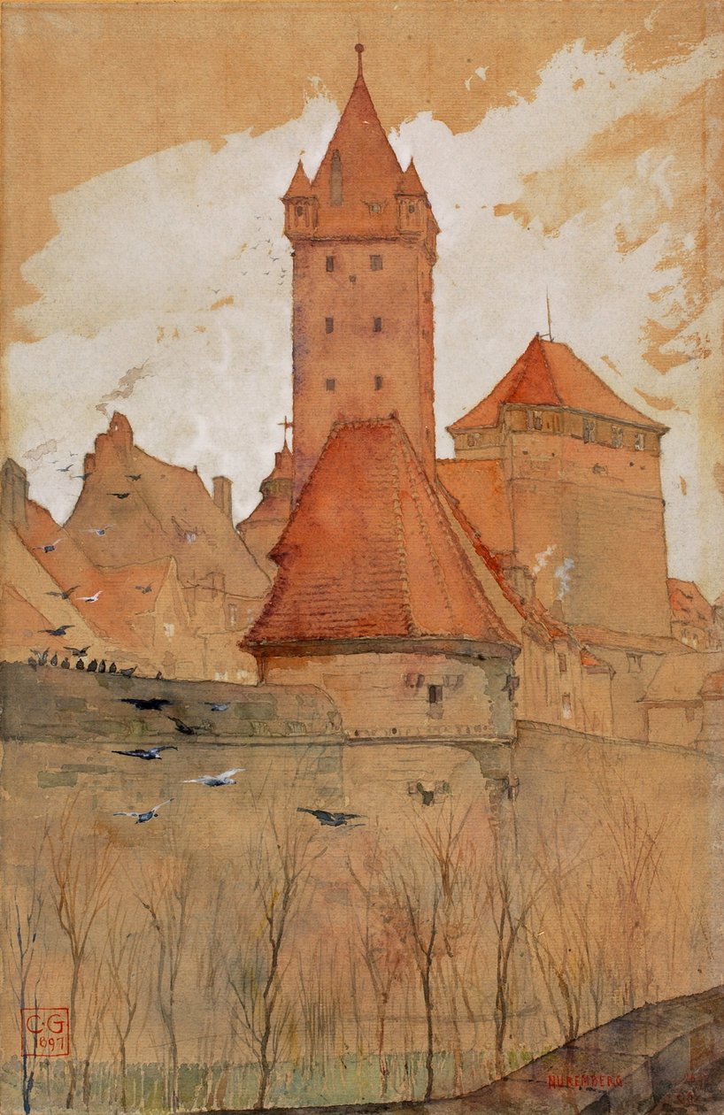 Wieże z murów miejskich, Norymberga autorstwa Cass Gilbert