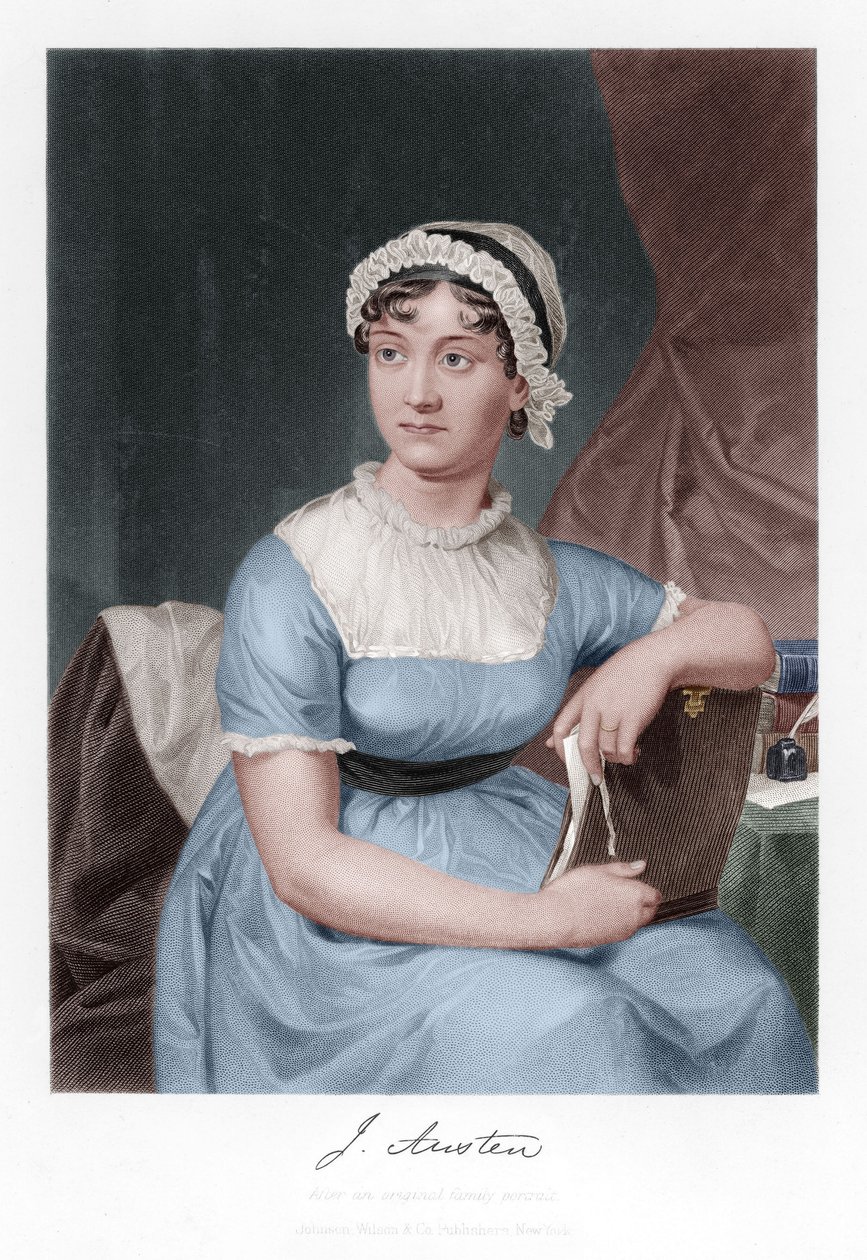 Jane Austen rycina późniejsza koloryzacja autorstwa Cassandra Austen
