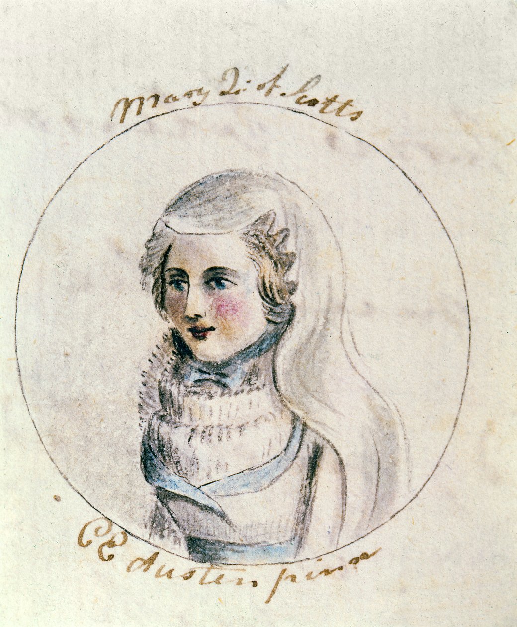 Mary Queen of Scots, ok. 1790 (pióro i atrament i toaleta na papierze) autorstwa Cassandra Austen