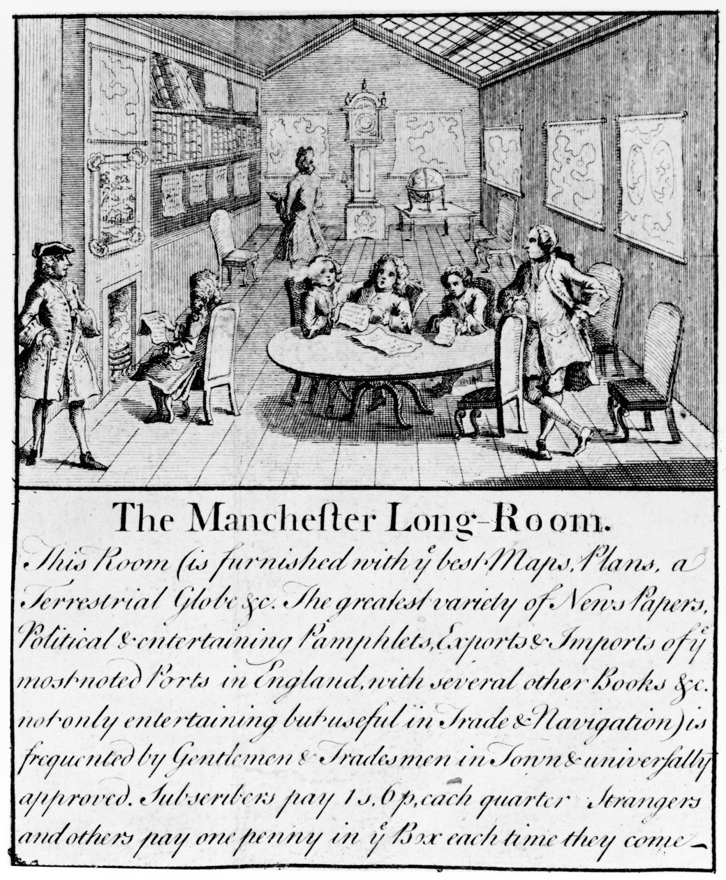 Manchester Long Room, 1751 (detal 466271) autorstwa Casson and Berry