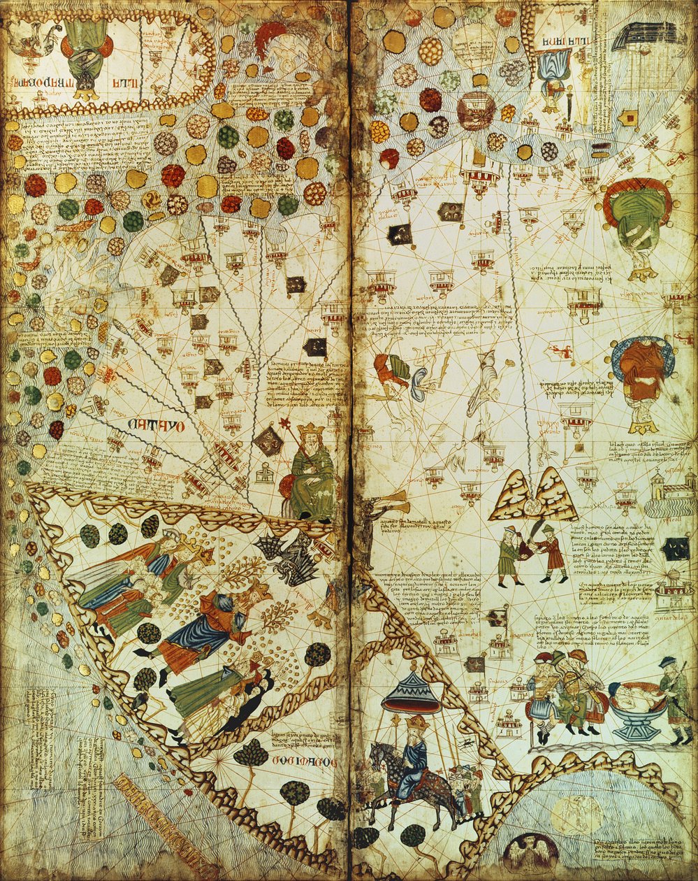 7249 Esp.30 f.2v-3 Szczegół z katalońskiej mapy świata, 1375 autorstwa Catalan School