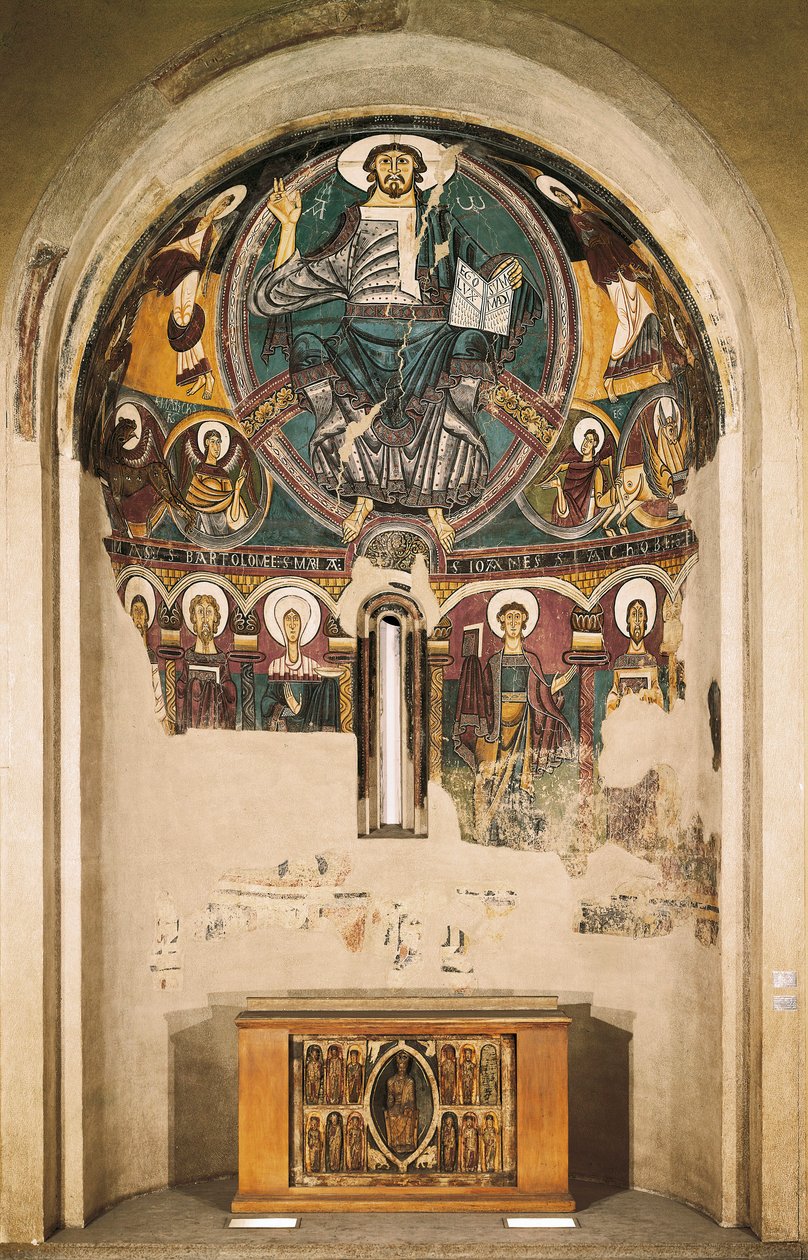 Chrystus w chwale, z kościoła San Clemente de Tahull, Lerida, Hiszpania (fresk) autorstwa Catalan School