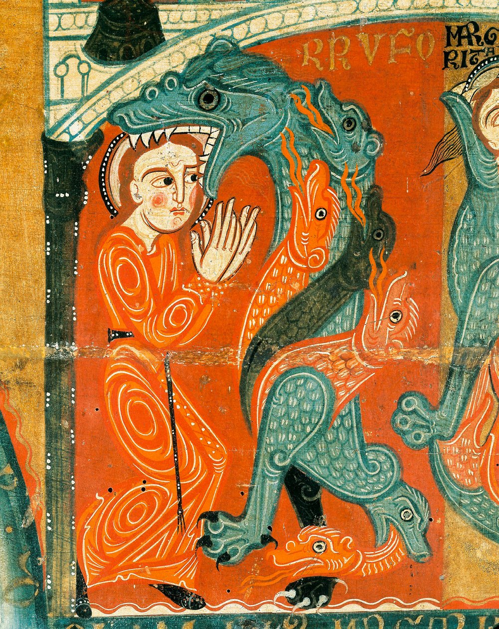 Męczeństwo św. Małgorzaty, detal (tempera na drewnie) autorstwa Catalan School