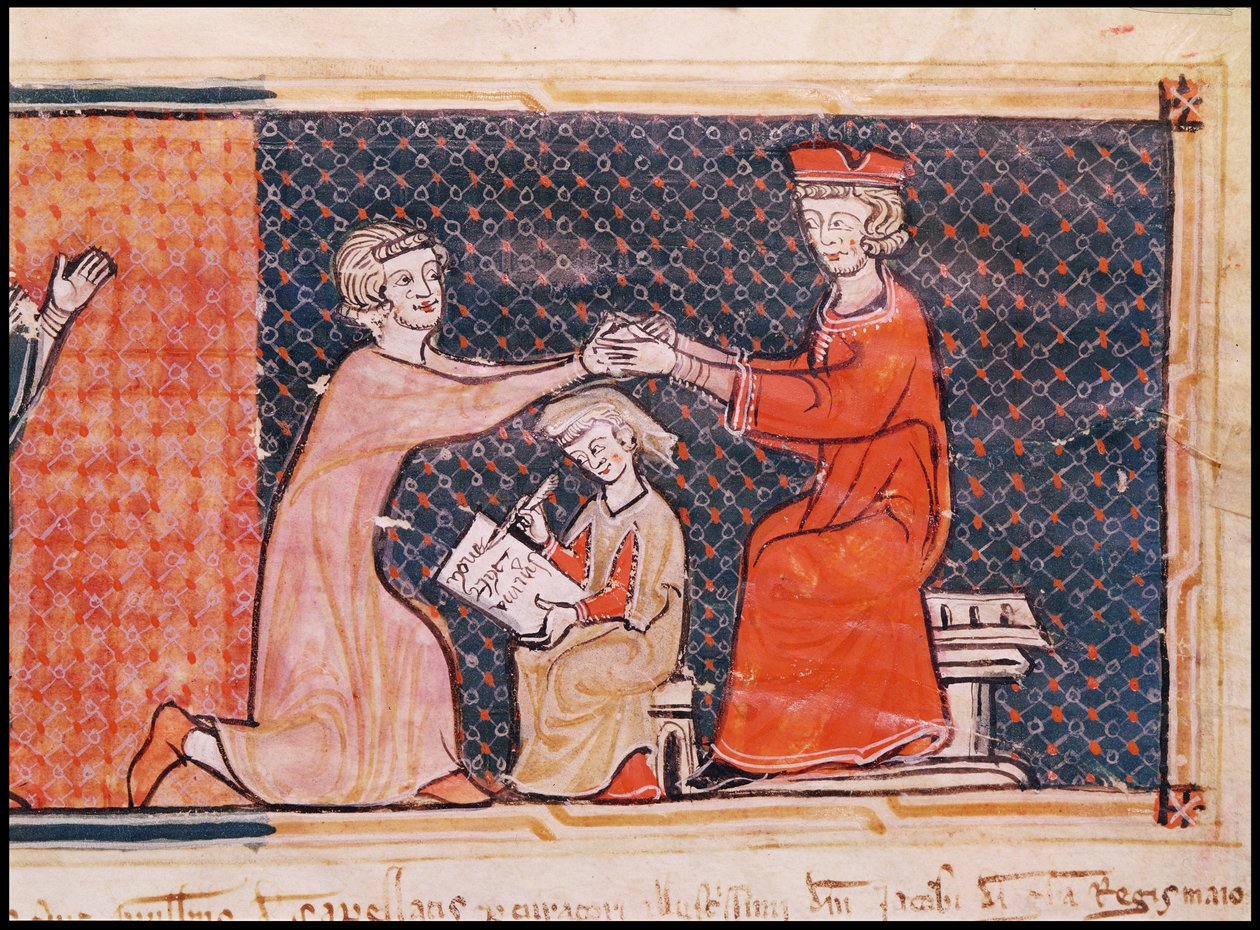 Prokurator królewski, skryba i pan feudalny, z Capbreu de Clayra et de Millas 1292 autorstwa Catalan School