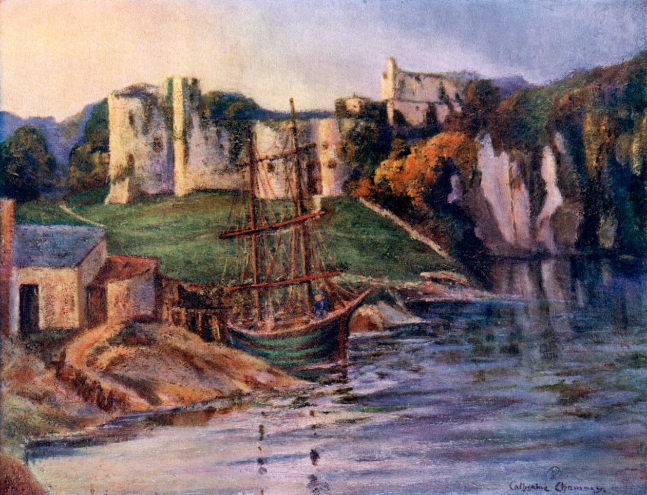 Zamek Chepstow, Monmouthshire, Walia, 1924-1926. autorstwa Catharine Chamney
