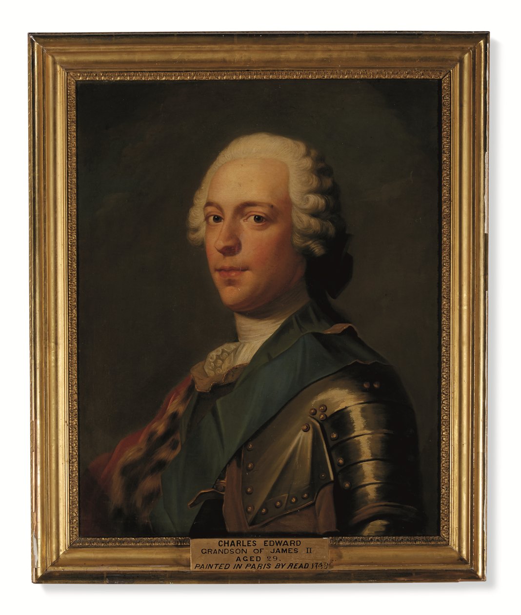 Książę Karol Edward Stuart w zbroi, z niebieską szarfą Orderu Podwiązki (olej na płótnie) autorstwa Catherine (attr. to) Read