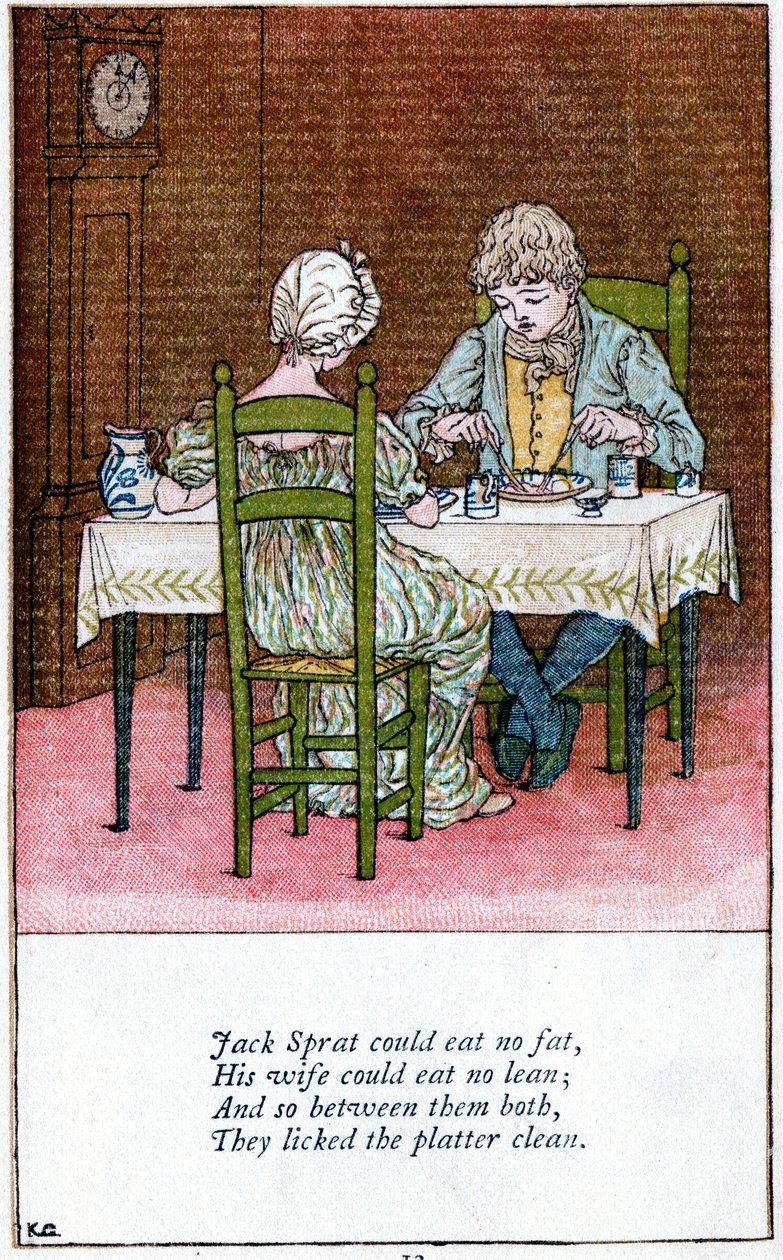 Ilustracja do „Jack Szprot mógł jeść bez tłuszczu”, Kate Greenaway 1846-1901 autorstwa Catherine Greenaway