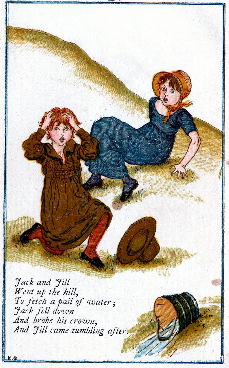 Ilustracja do „Jack i Jill poszli na wzgórze”, Kate Greenaway 1846-1901 autorstwa Catherine Greenaway