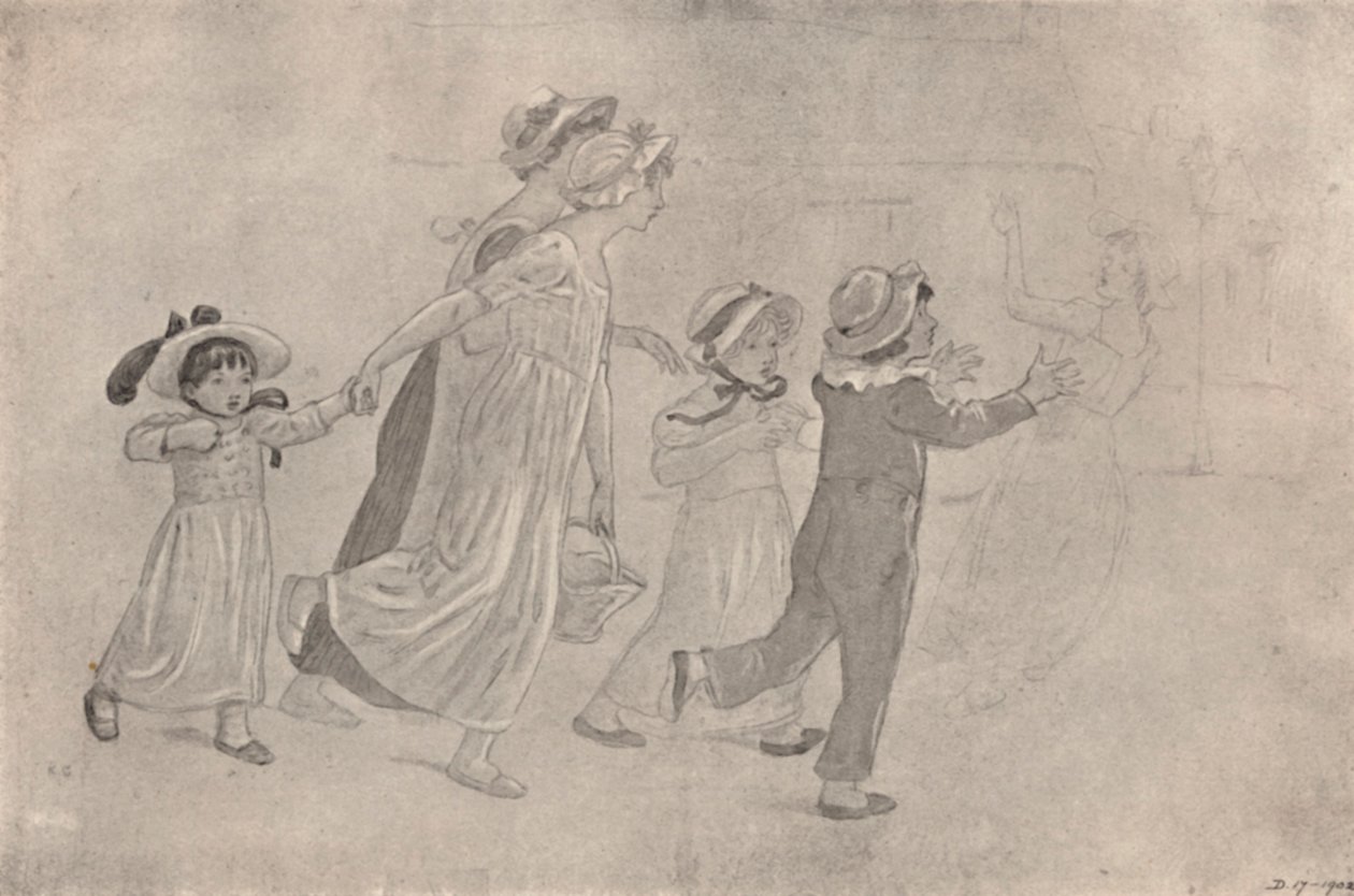 „Rysunek akwarelą do kolorowego druku blokowego”, 1880-1890, 1923 autorstwa Catherine Greenaway