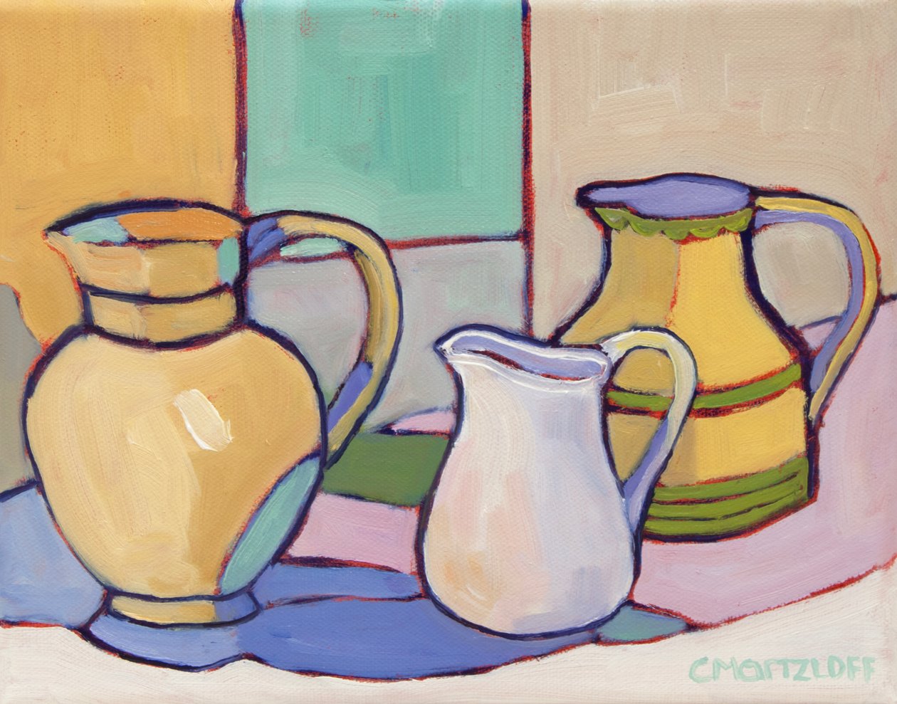 Vessels Amidst Soft Hues, 2024 (olej na płótnie) autorstwa Catherine J Martzloff