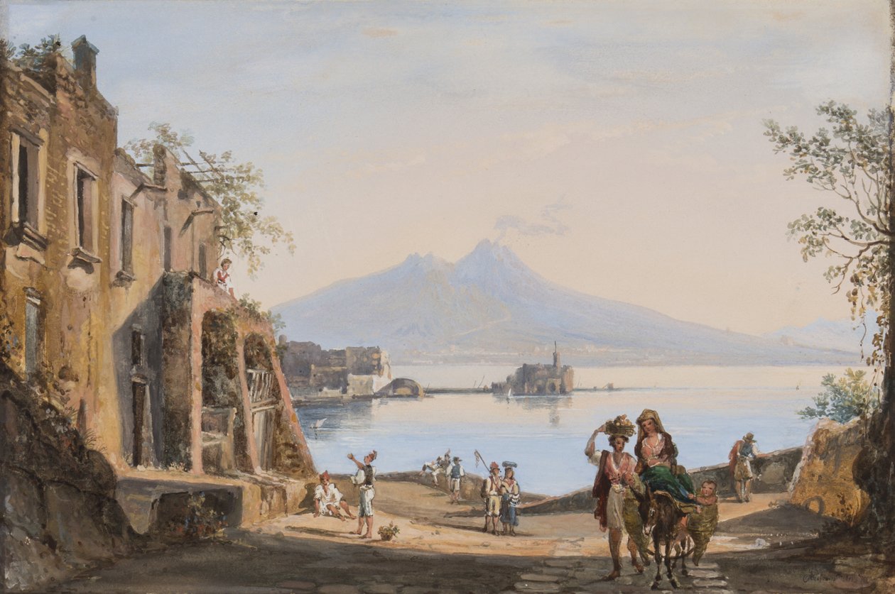 Widok Wezuwiusza z Mergelliny, ok.1845 autorstwa Catherine Louisa Marlay
