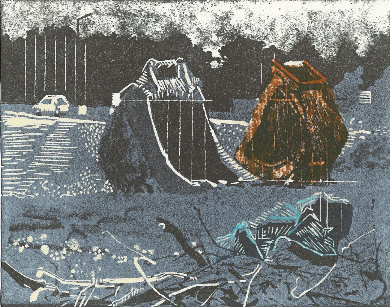 Prime Property, 2014 (linoryt i akwaforta) autorstwa Catherine Sutcliffe-Fuller