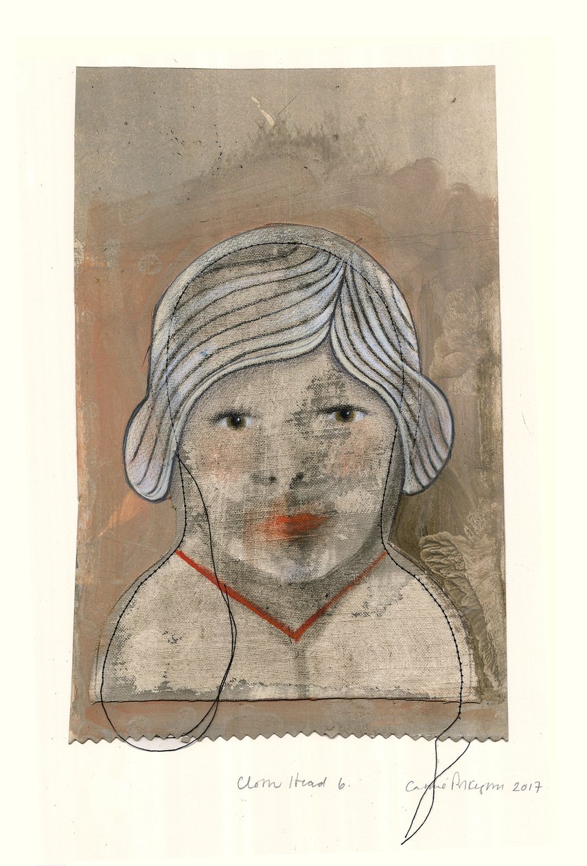 Cloth Head, 2017 (archiwalny wydruk cyfrowy z ręcznym kolorowaniem) autorstwa Cathie Pilkington