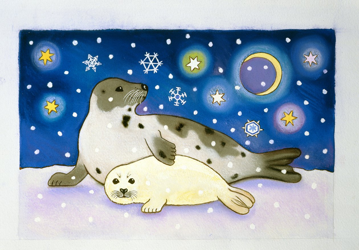 Cosmic Seals, 1997 (pastel i gwasz na papierze) autorstwa Cathy Baxter