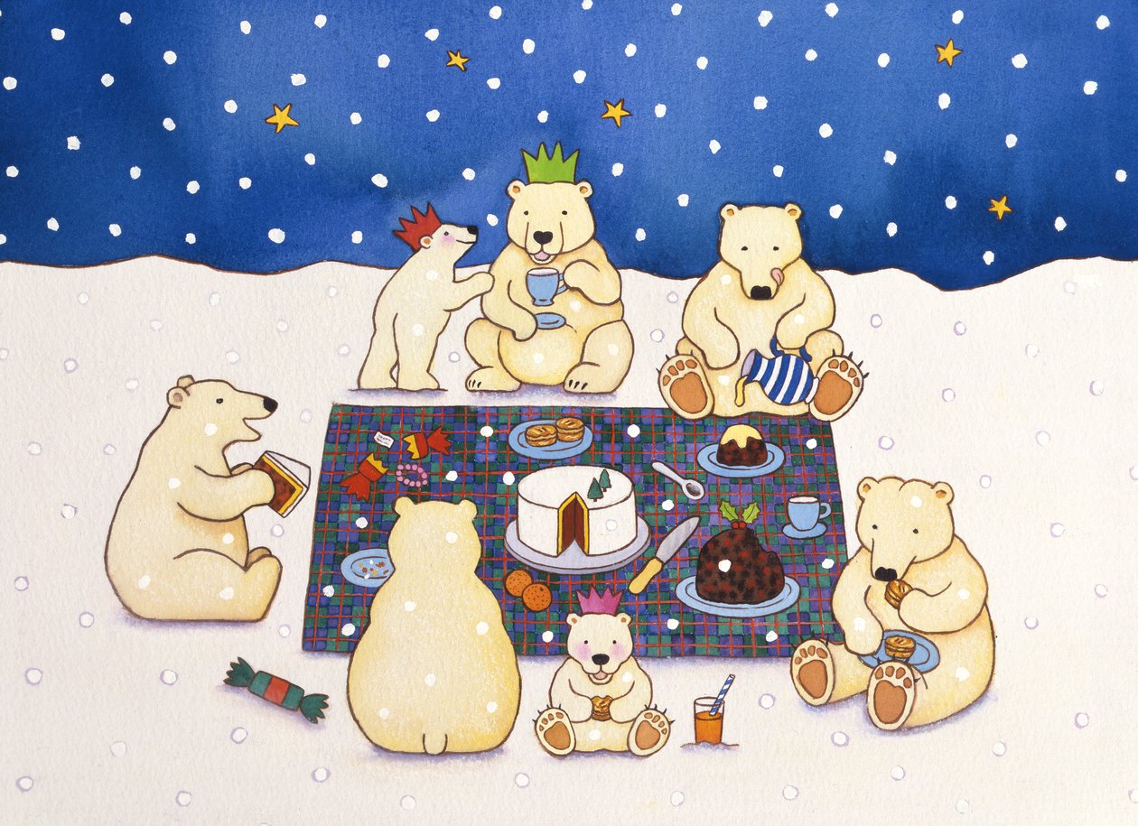 Piknik Niedźwiedzia Polarnego, 1997 (wc na papierze) autorstwa Cathy Baxter