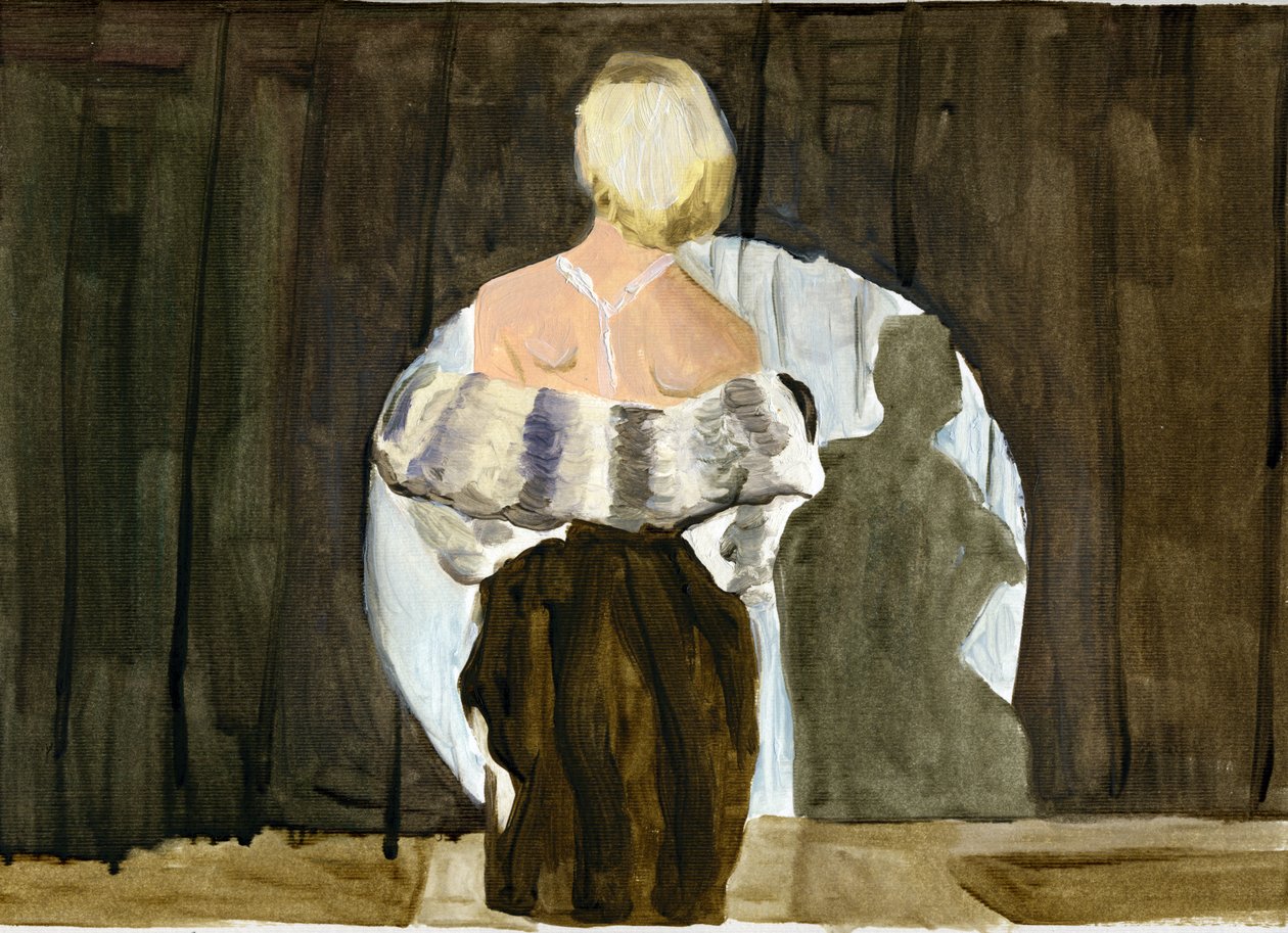 03.11.09 - Wymodelowane futro w ich mieszkaniu, 2009 (olej na papierze) autorstwa Cathy Lomax