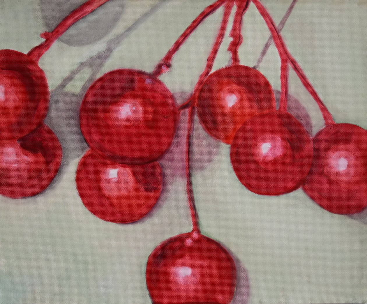 Wiśnie, 2013 (olej na papierze) autorstwa Cathy Lomax