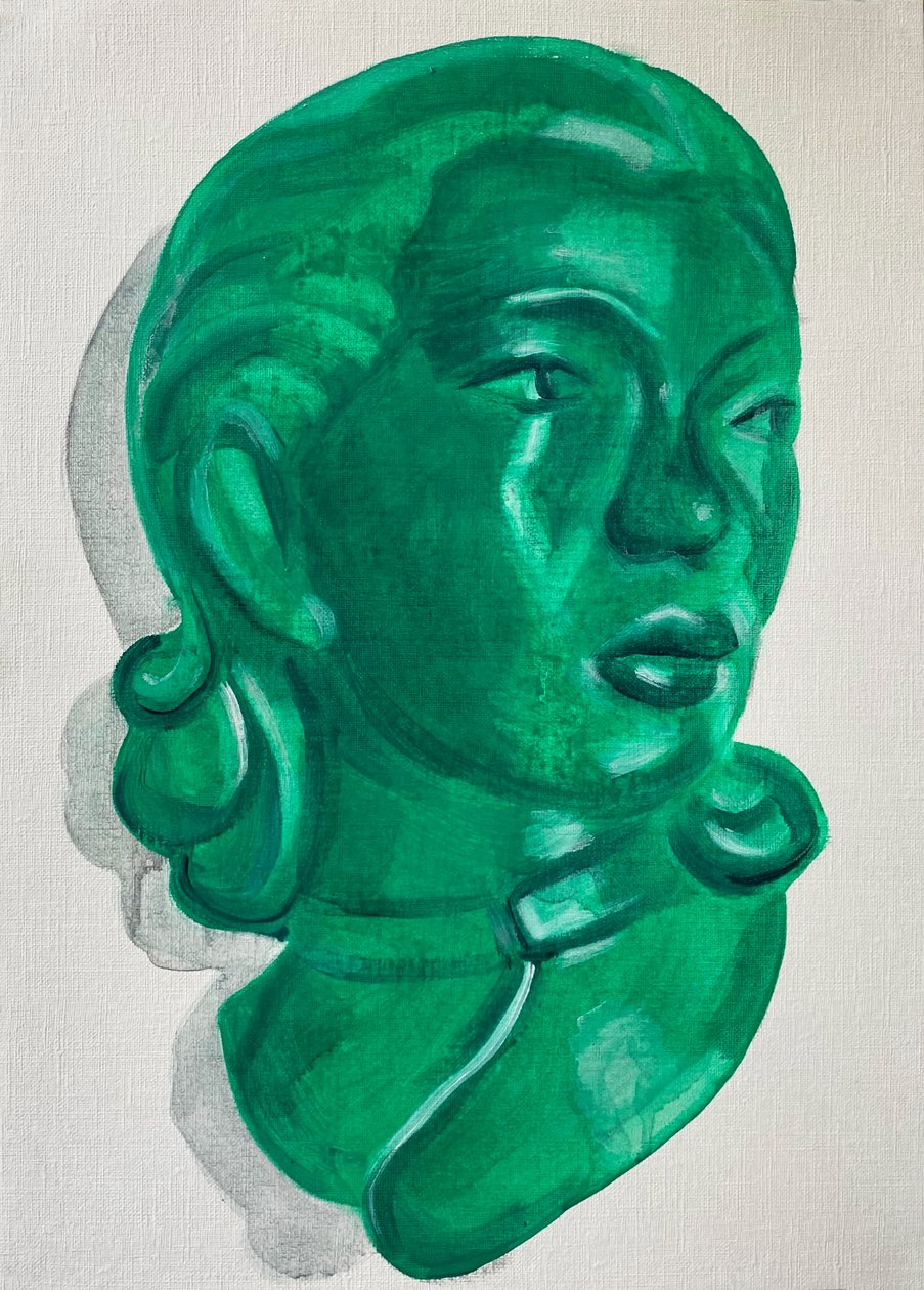 Conceal, 2021 (olej na papierze) autorstwa Cathy Lomax