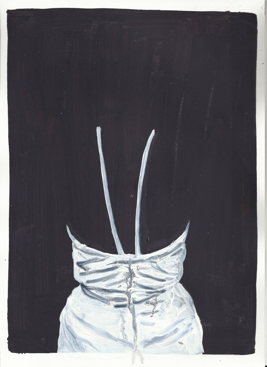 Dziewczyna na górze 1, tył, 2012 (olej i akryl na papierze) autorstwa Cathy Lomax