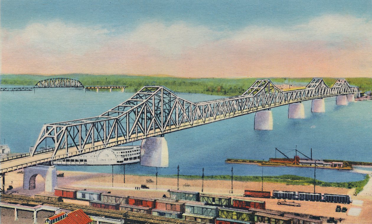 Most miejski łączący Louisville, Ky i Jeffersonville, Indiana, 1942 autorstwa Caufield and Shook