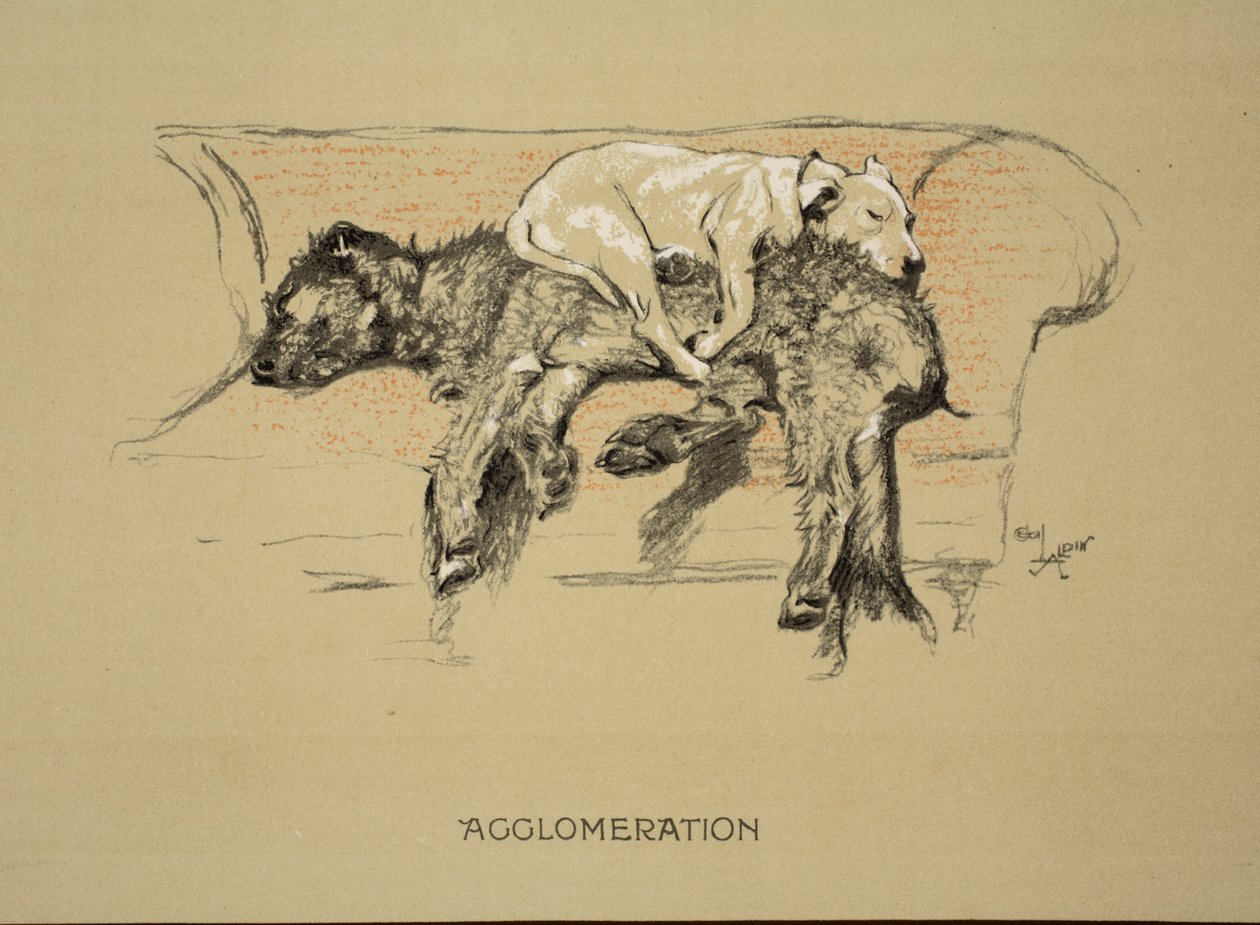 Aglomeracja, 1930, 1. wydanie „Sleeping Partners”, Aldin, Cecil Charles Windsor (1870-1935), wydane przez Eyre i Spottiswoode Limited, Chalk and Charcoal na papierze autorstwa Cecil Charles Windsor Aldin