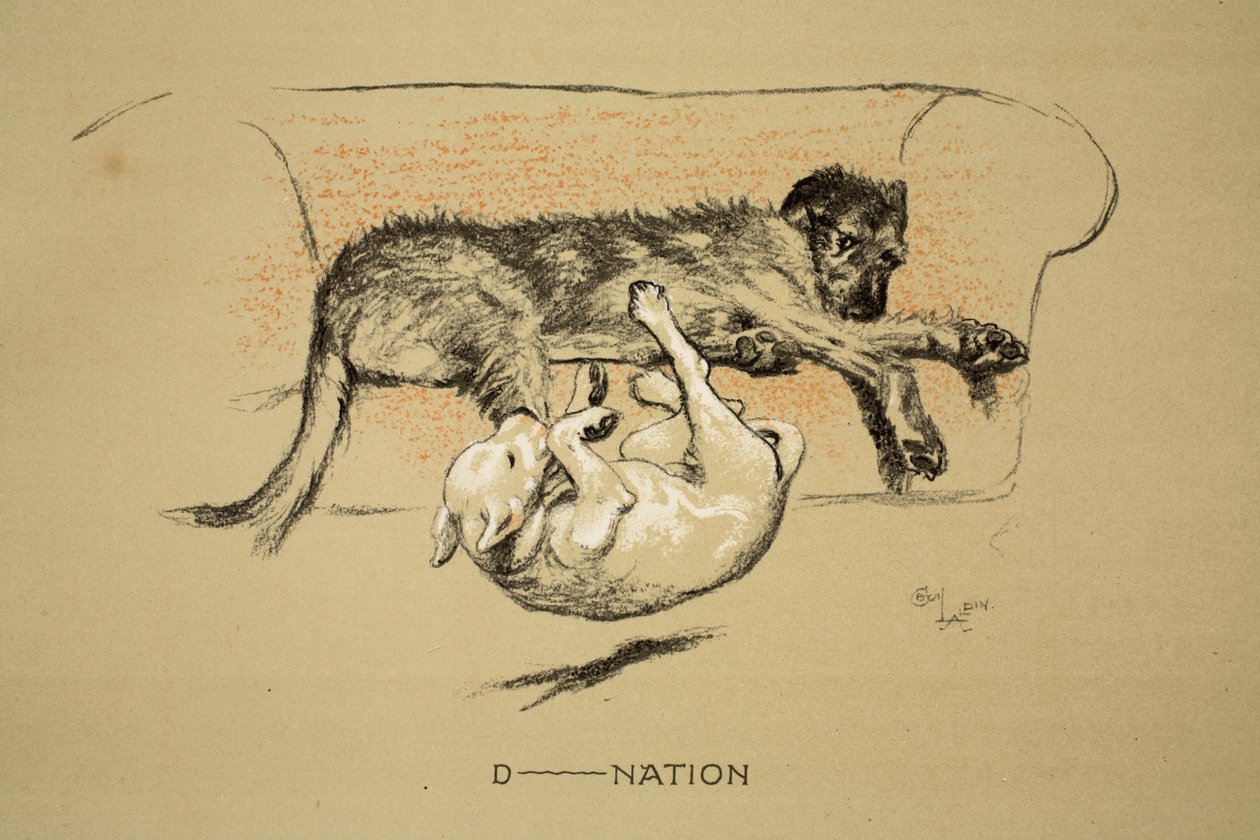 D--nation, 1930, 1. wydanie „Sleeping Partners”, Aldin, Cecil Charles Windsor (1870-1935), opublikowane przez Eyre i Spottiswoode Limited, Chalk and Charcoal na papierze autorstwa Cecil Charles Windsor Aldin