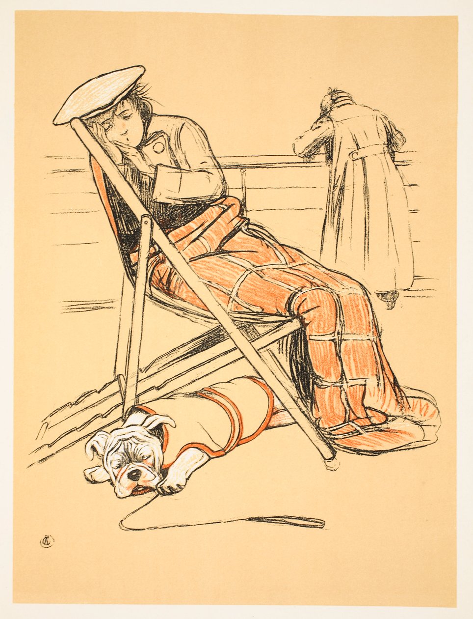 Moja nieszczęśliwa kochanka, z książki „wesoły pies, historia głupiego roku” Aldina, Cecil Charles Windsor (1870-1935), opublikował William Heineman, 1905. Ilustracja, 1. wydanie, kreda i kredka na papierze autorstwa Cecil Charles Windsor Aldin