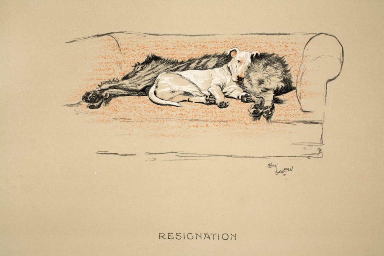 Rezygnacja, 1930, 1. wydanie „Sleeping Partners”, Aldin, Cecil Charles Windsor (1870-1935), opublikowane przez Eyre i Spottiswoode Limited, Chalk and Charcoal na papierze autorstwa Cecil Charles Windsor Aldin