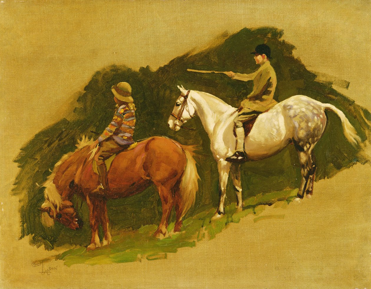 Studium dla Cloutsham Farm, Exmoor ("Devon i Somerset") 1925 autorstwa Cecil Charles Windsor Aldin