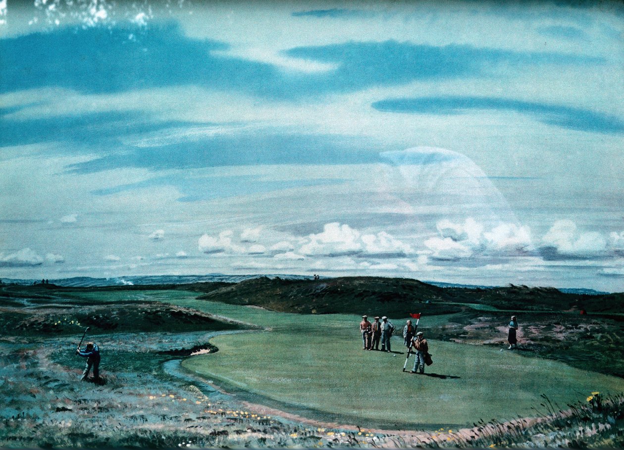 Cecil Aldin 1870-1935, grafika przedstawiająca pole golfowe, c1920 autorstwa Cecil Charles Windsor Aldin