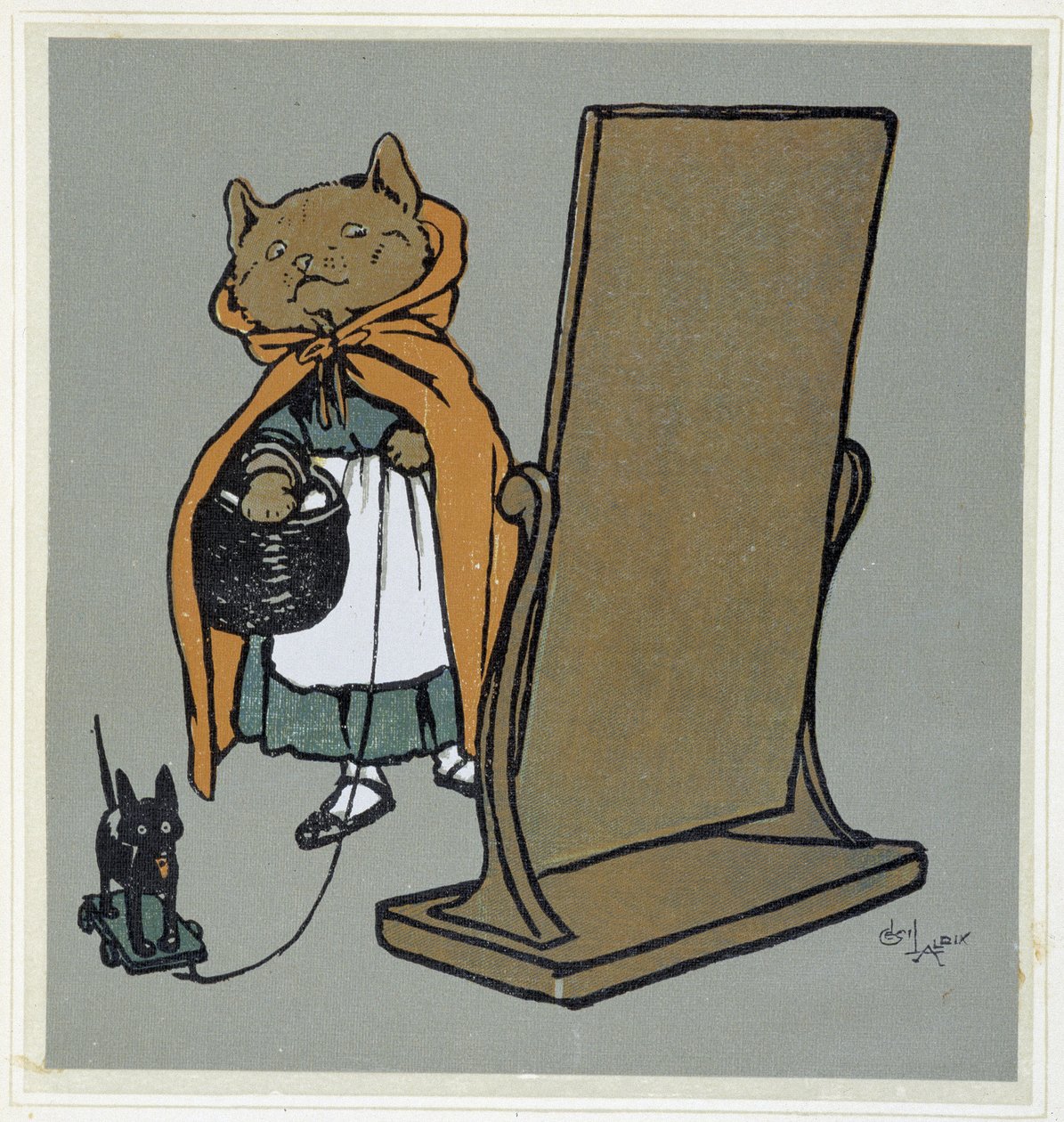 Kot przed lustrem - rysunek Cécila Aldina. autorstwa Cecil Charles Windsor Aldin