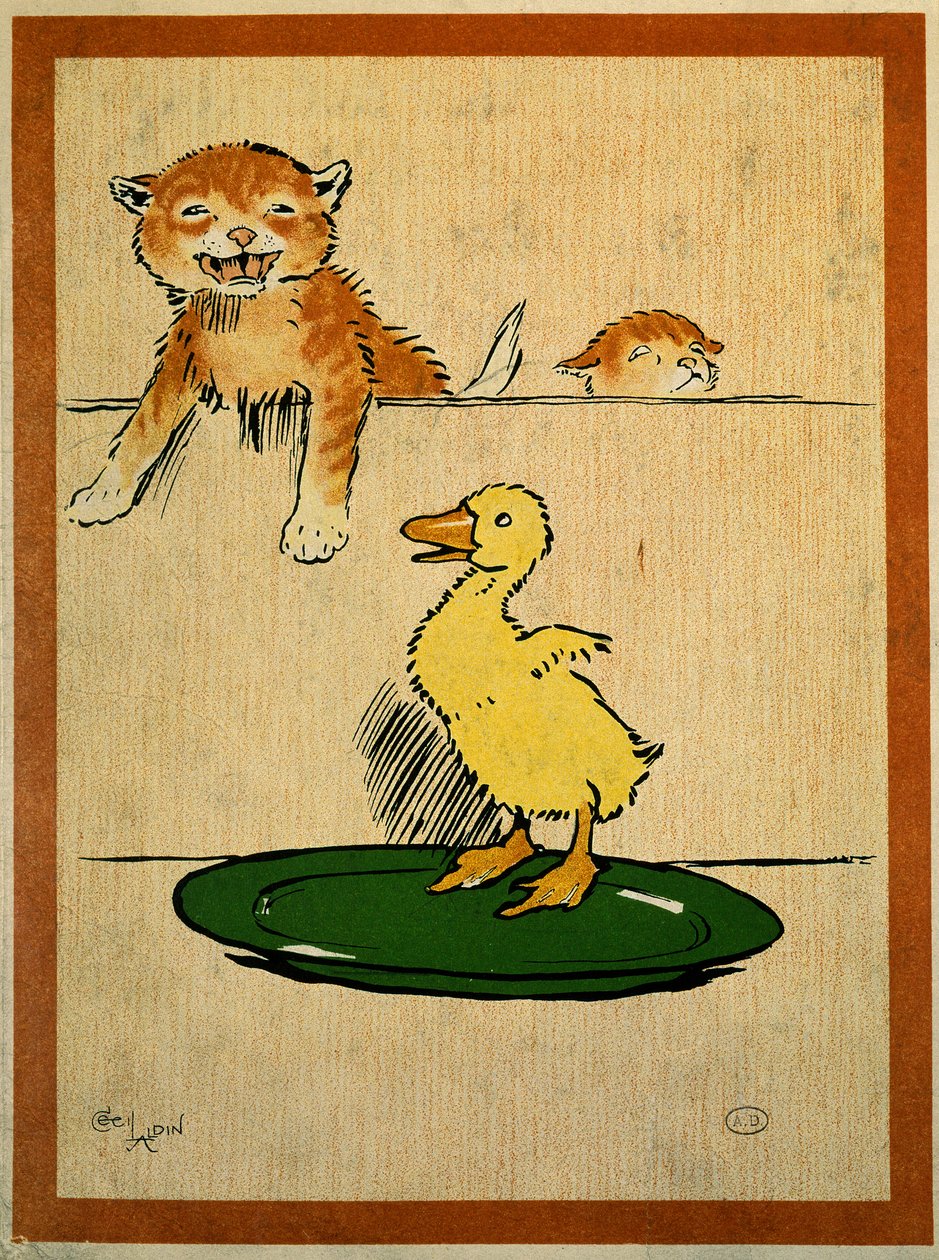 Koty i kaczki. Rysunek Cecila Aldina (1870-1935). Paryż, Sztuka Dekoracyjna autorstwa Cecil Charles Windsor Aldin