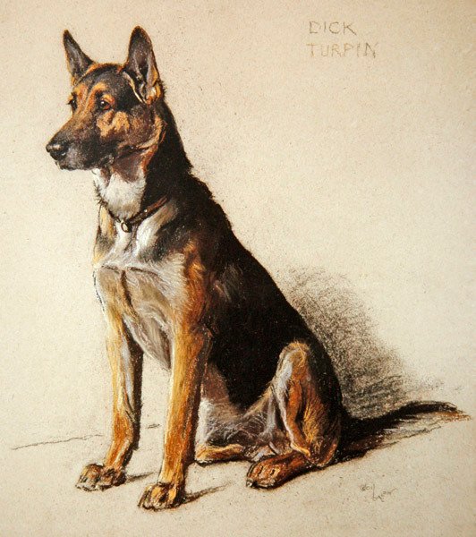 Dick Turpin (pastel na papierze barwionym w masie) autorstwa Cecil Charles Windsor Aldin