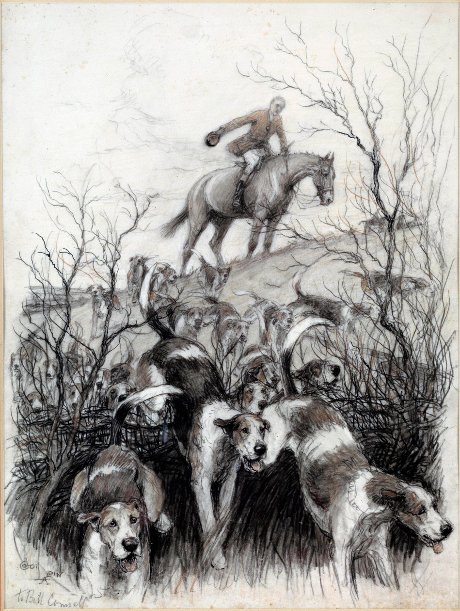 Scena polowania w Anglii: rysunek psów Cecila Aldina (1870-1935) XIX-wieczna kolekcja prywatna autorstwa Cecil Charles Windsor Aldin