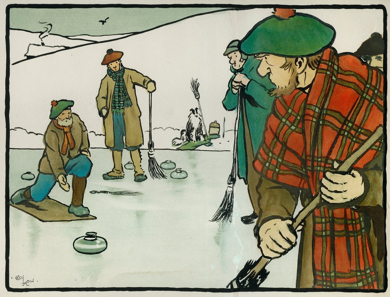 Staroangielskie sporty i gry: curling autorstwa Cecil Charles Windsor Aldin