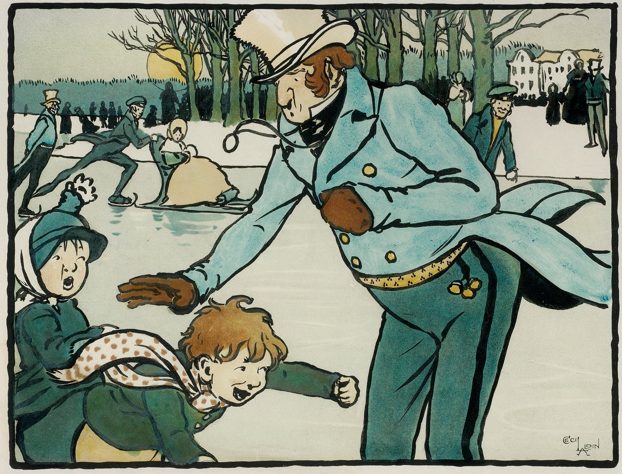 Staroangielski sport i gry: łyżwiarstwo autorstwa Cecil Charles Windsor Aldin