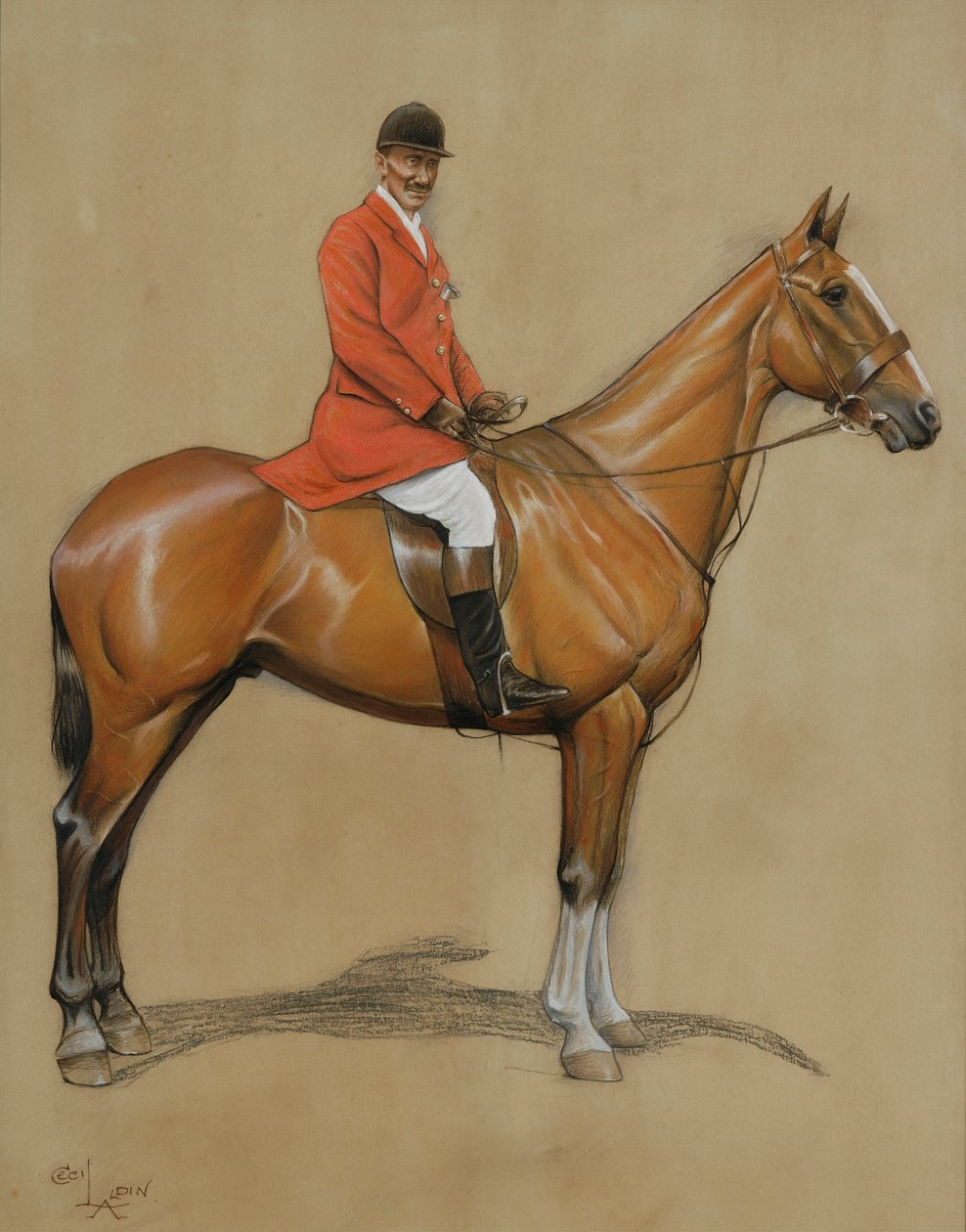 Autoportret (pastel na papierze) autorstwa Cecil Charles Windsor Aldin
