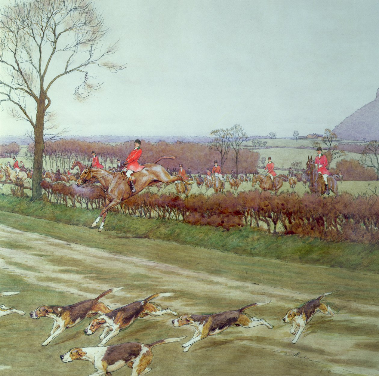 Cheshire - z dala od Tattenhall, 1912 pióro, atrament i toaleta z 85436 autorstwa Cecil Charles Windsor Aldin