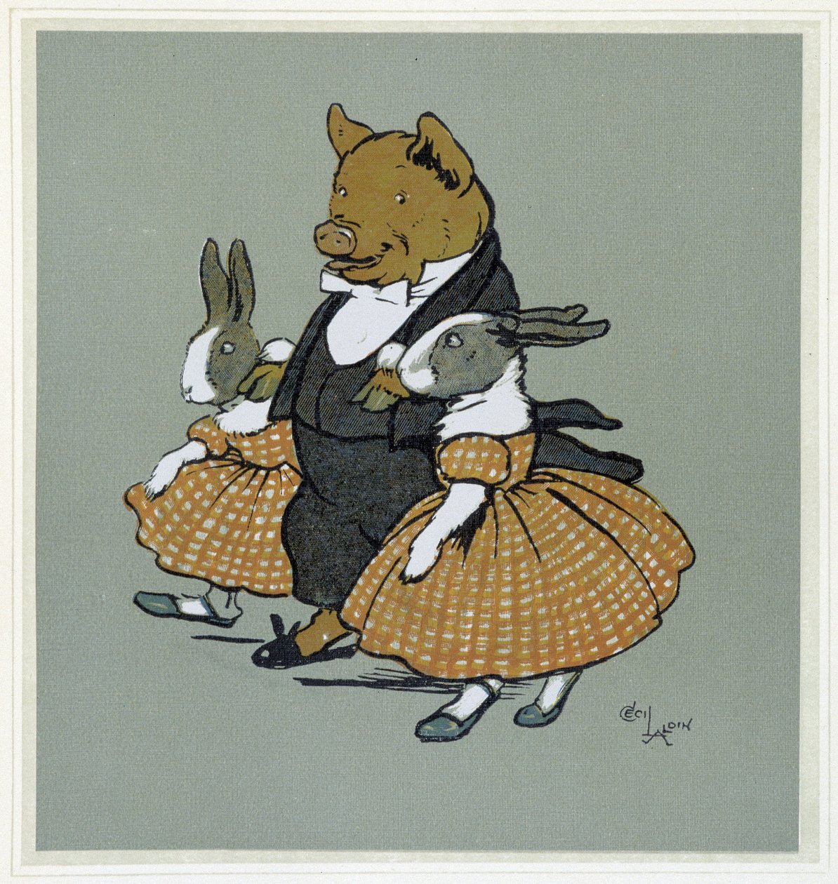 Pichon z dwoma rabinami - w „Wesołych przyjęciach”, il. Cecil Aldin, wyd. Hodder & Stoughton, Londyn autorstwa Cecil Charles Windsor Aldin