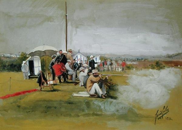 Strzelnica, obóz Bisley autorstwa Cecil Cutler